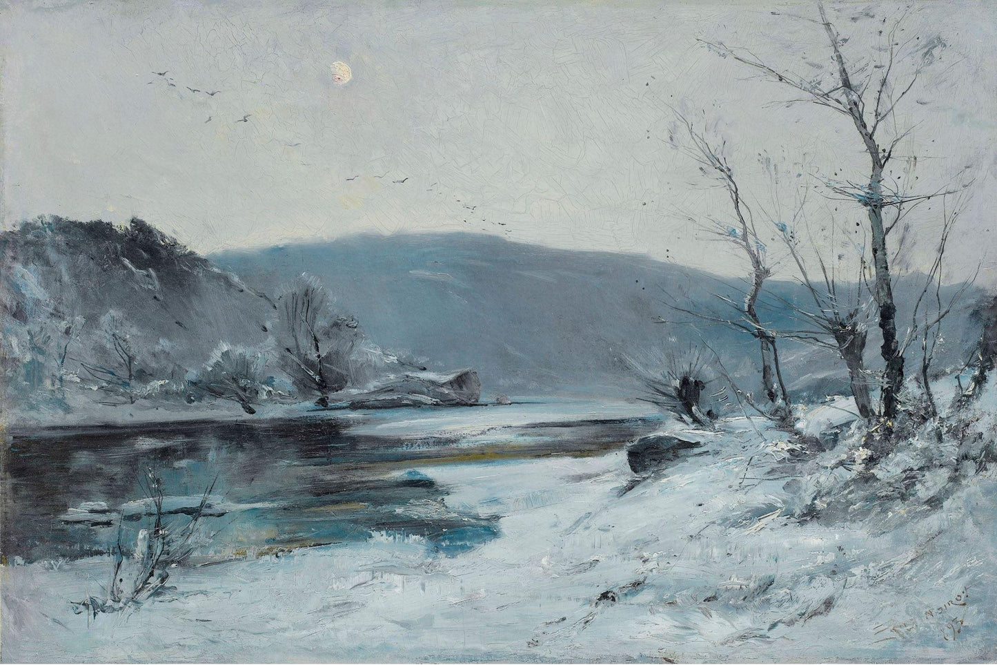 Sur la Loire, Hiver by Emile Noirot,A3(16x12")Poster