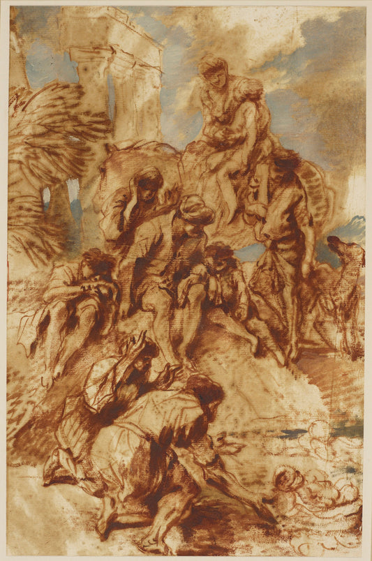 The Exposiion of Moses, vintage artwork by Giovanni Castiglione, 12x8" (A4) Poster