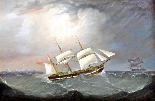 The Barque 'Charles Eyes', Captain Moss off an Iceberg, vintage artwork by Joseph Heard, A3 (16x12") Poster Print