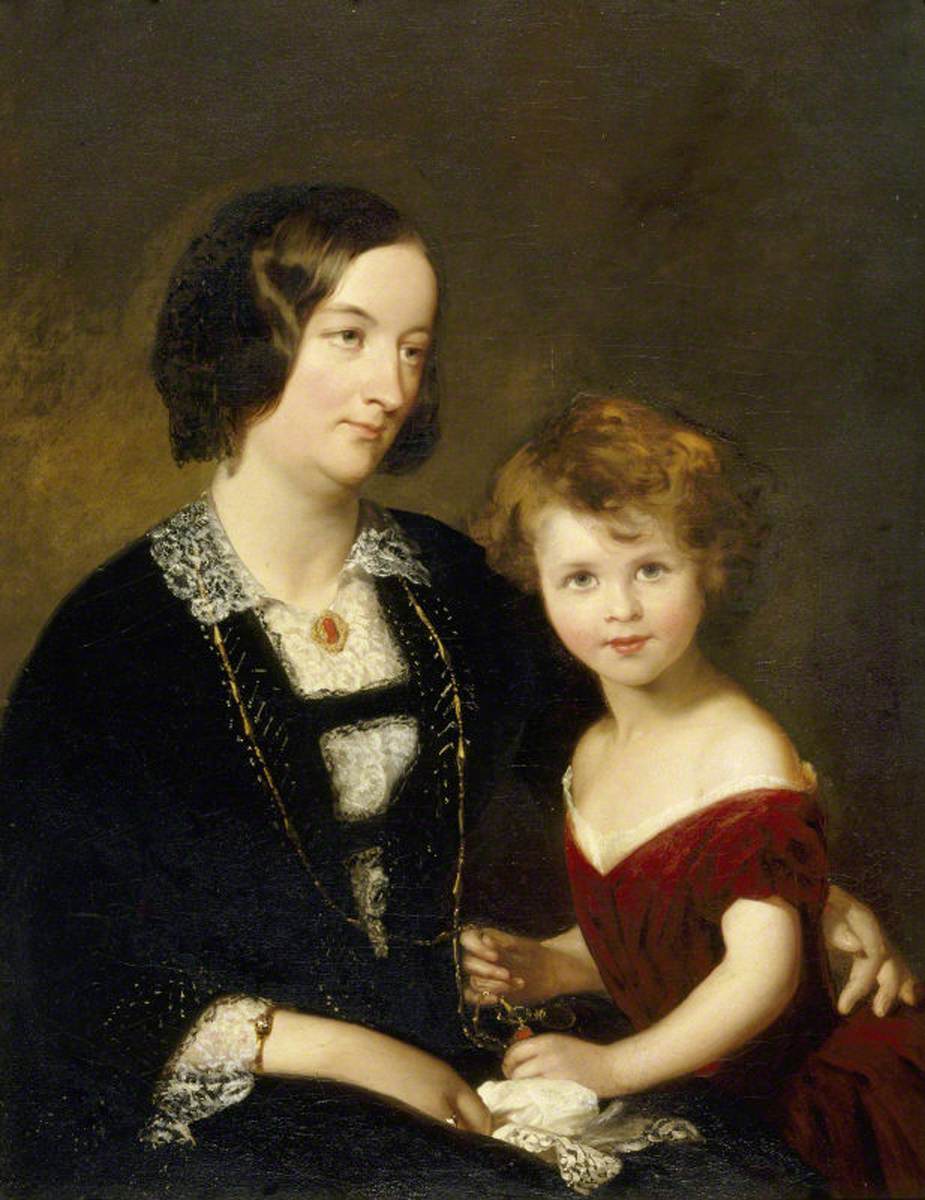 Rhoda Susan Willis (1809–1873), Lady Elton, and Her Daughter Mary Agnes Elton, vintage artwork by Charles Albert Ludovici, A3 (16x12") Poster Print