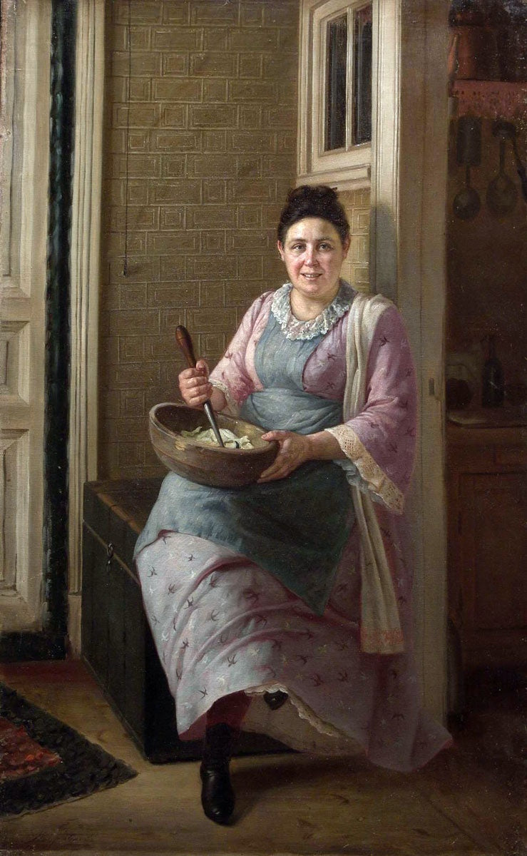 The Kitchen Maid, vintage artwork by Firs Sergeevich Zhuravlev, 12x8" (A4) Poster