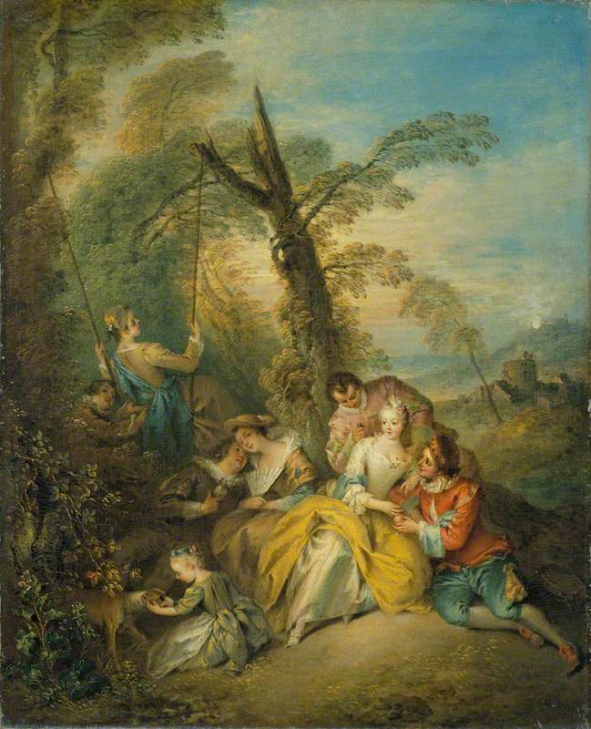 The Swing (La conversation interessant), vintage artwork by Jean-Baptiste Pater, 12x8" (A4) Poster