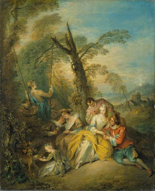 The Swing (La conversation interessant), vintage artwork by Jean-Baptiste Pater, 12x8" (A4) Poster