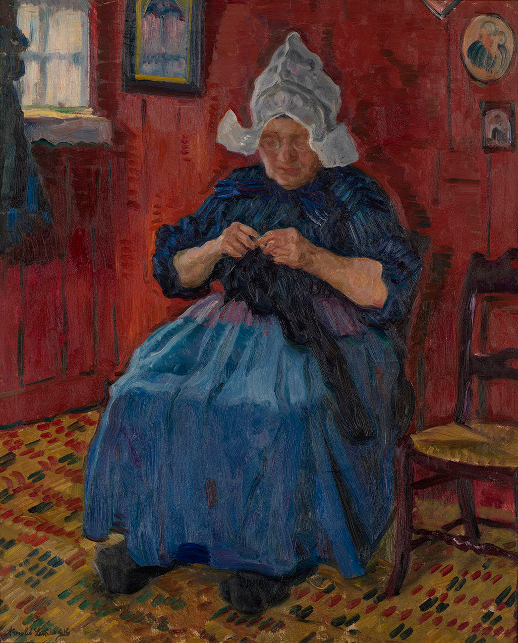 Old Lady Knitting by Arnold Borisovich Lakhovsky,16x12(A3) Poster