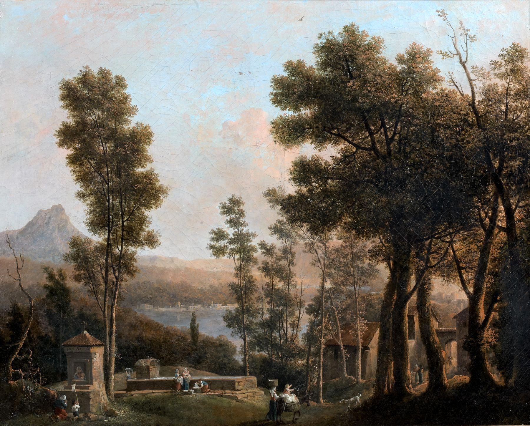 View of the Surroundings of Lake Nemi, vintage artwork by Cesar Van Loo, 12x8" (A4) Poster