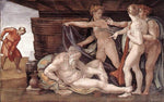 Drunkenness of Noah, vintage artwork by Michelangelo, A3 (16x12") Poster Print