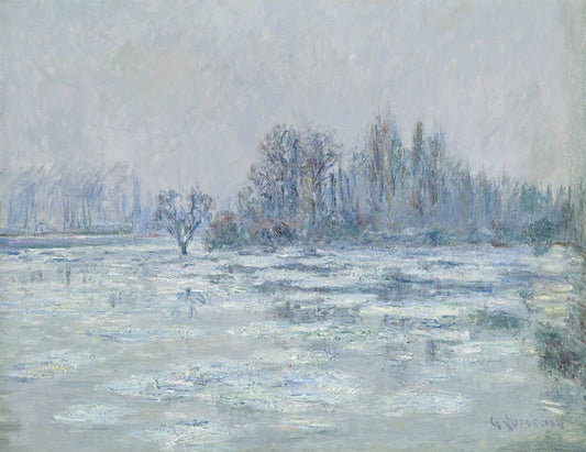 Banks of the Oise near Pontoise, Winter, vintage artwork by Gustave Loiseau, 12x8" (A4) Poster