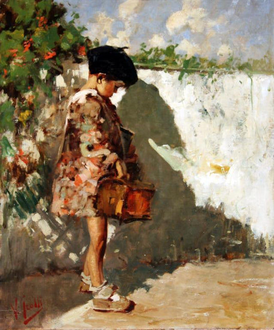The Schoolboy, vintage artwork by Vincenzo Irolli, 12x8" (A4) Poster