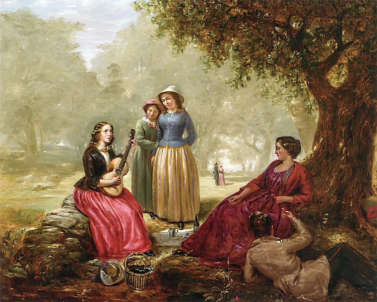 Scene in Windsor Park, vintage artwork by Jerome Thompson, A3 (16x12") Poster Print