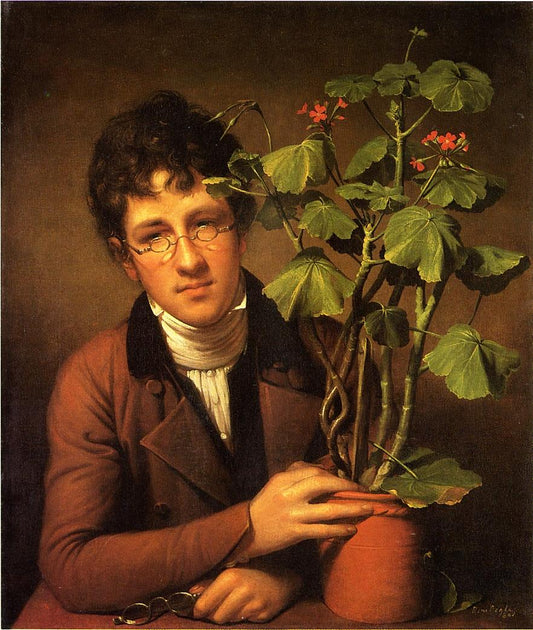 Rubens Peale with a Geranium, vintage artwork by Rembrandt Peale, 12x8" (A4) Poster