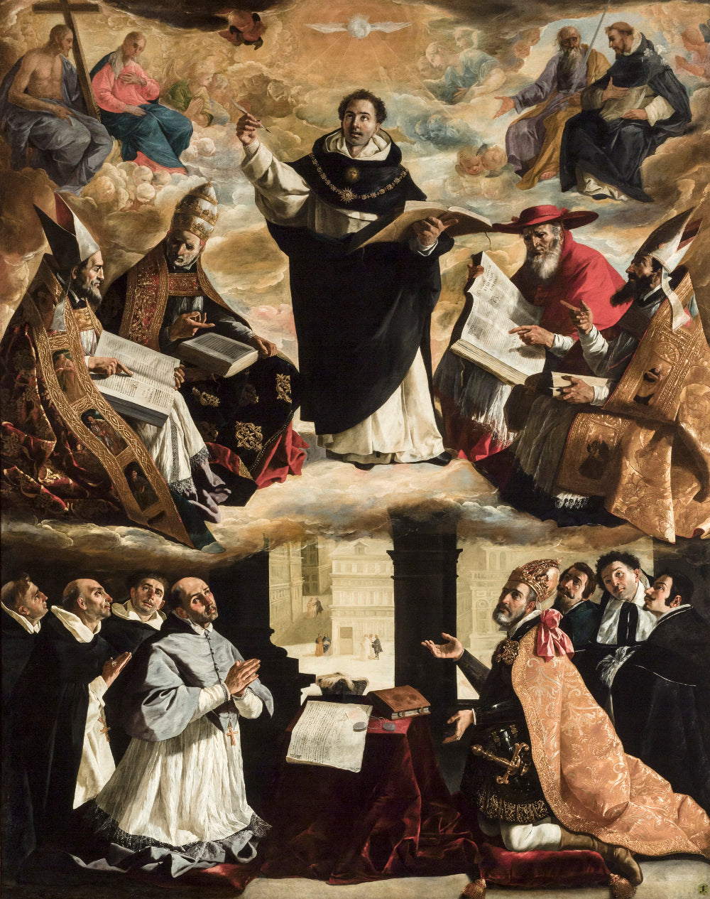 The Apotheosis of Saint Thomas of Aquino, vintage artwork by Francisco de Zurbarán, 12x8" (A4) Poster