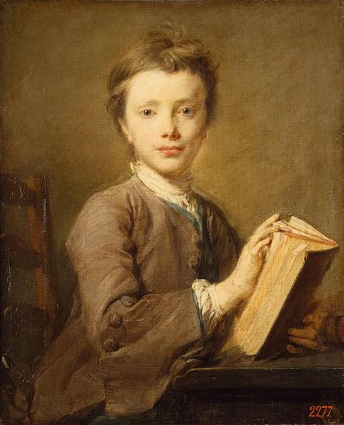 Portrait of a Boy with a Book, vintage artwork by Jean-Baptiste Perronneau, 12x8" (A4) Poster