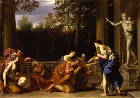 Solomon Adoring the Idols, vintage artwork by Marcantonio Franceschini, 12x8" (A4) Poster
