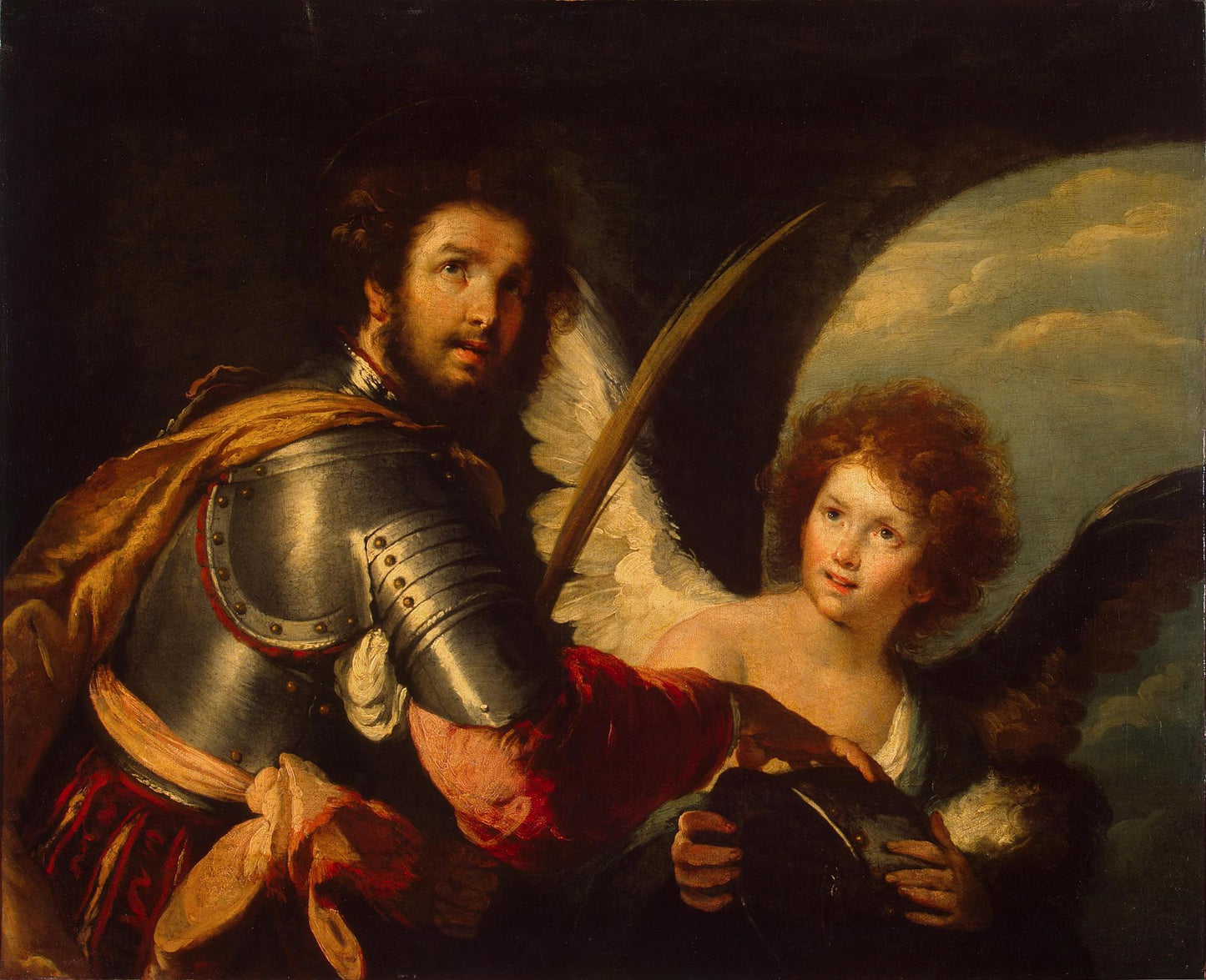 Saint Secundus and the Angel, vintage artwork by Bernardo Strozzi, 12x8" (A4) Poster