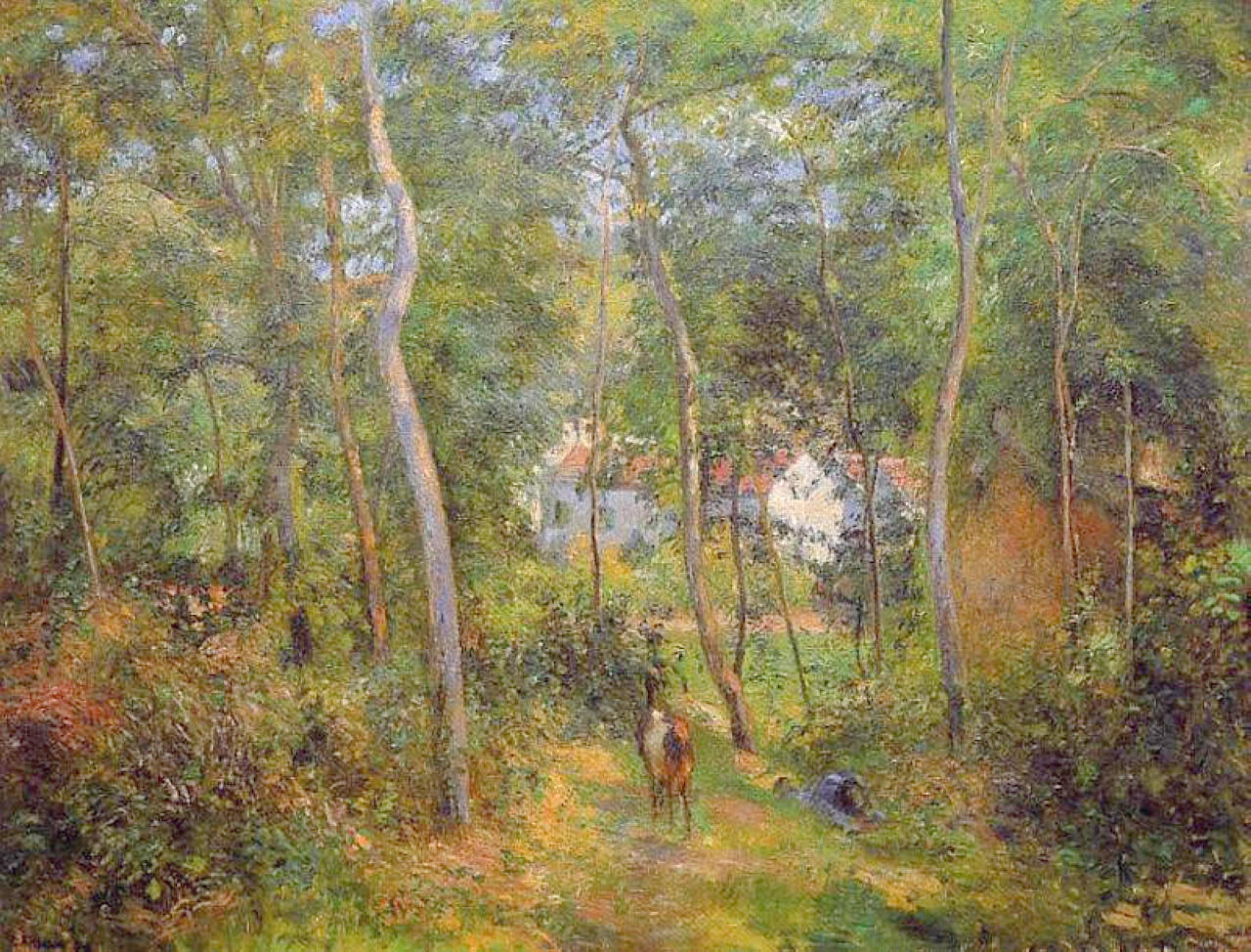 The Backwoods of l'Hermitage, Pontoise, vintage artwork by Camille Pissarro, 12x8" (A4) Poster