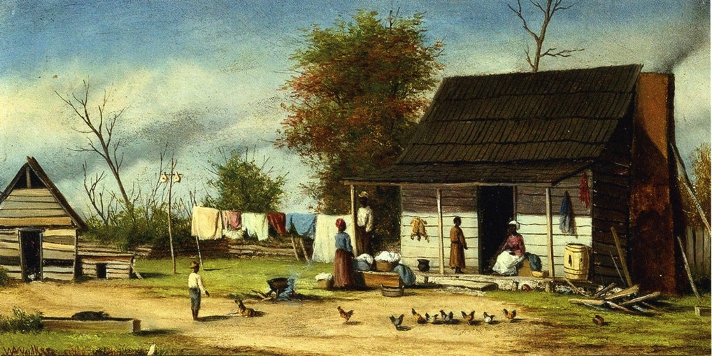 Negro Cabiin with Two-Pole Chimney, vintage artwork by William Aiken Walker, 12x8" (A4) Poster