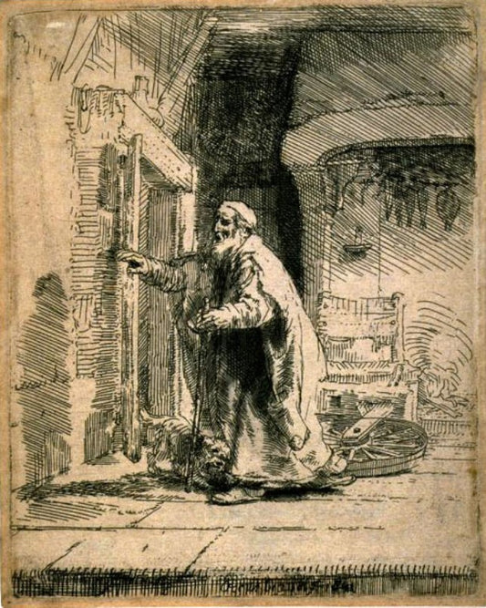 The Blindness of Tobit, vintage artwork by Rembrandt van Rijn, 12x8" (A4) Poster