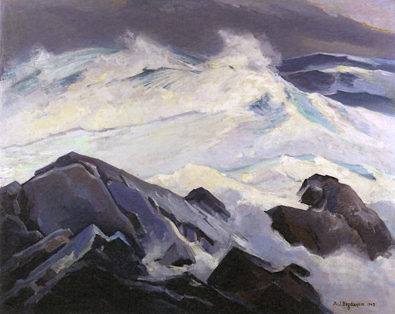 The Squall, Monhegan, vintage artwork by Abraham J. Bogdanove, 12x8" (A4) Poster