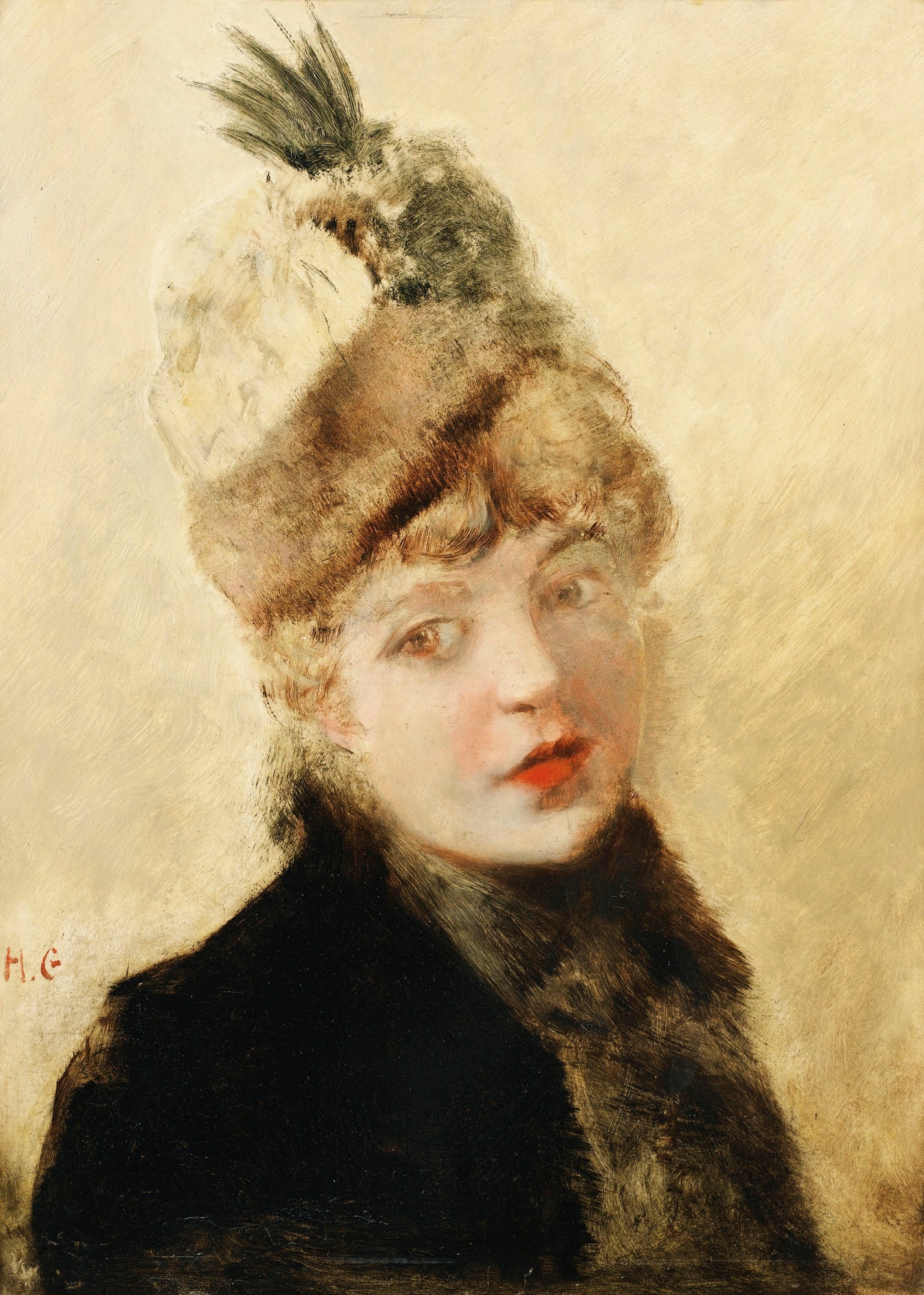 Young Woman Wearing a Hat by Henri Gervex,A3(16x12")Poster