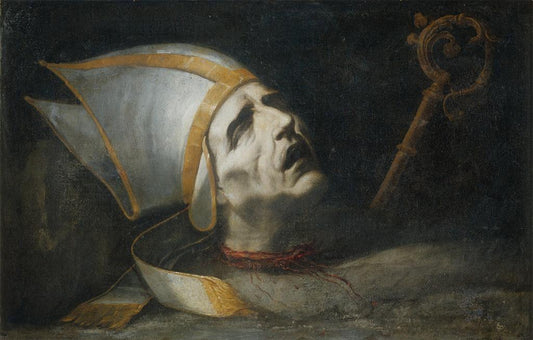 Head of Saint Fulgentius, vintage artwork by Juan de Valdes Leal, 12x8" (A4) Poster