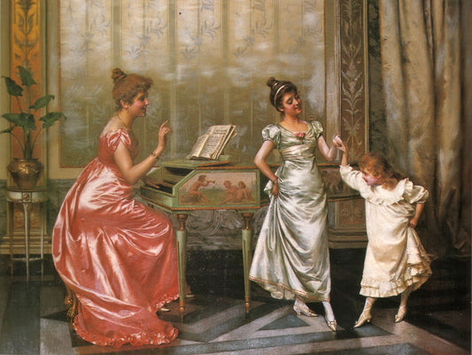 The dancing lesson, vintage artwork by Vittorio Reggianini, 12x8" (A4) Poster