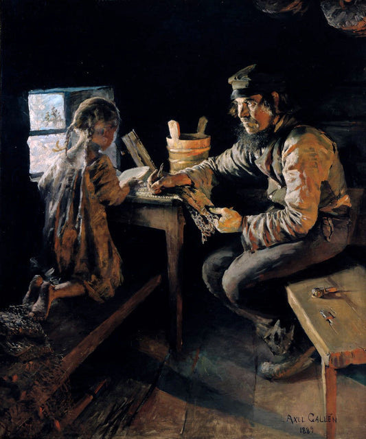 The First Lesson by Akseli Gallen-Kallela,A3(16x12")Poster