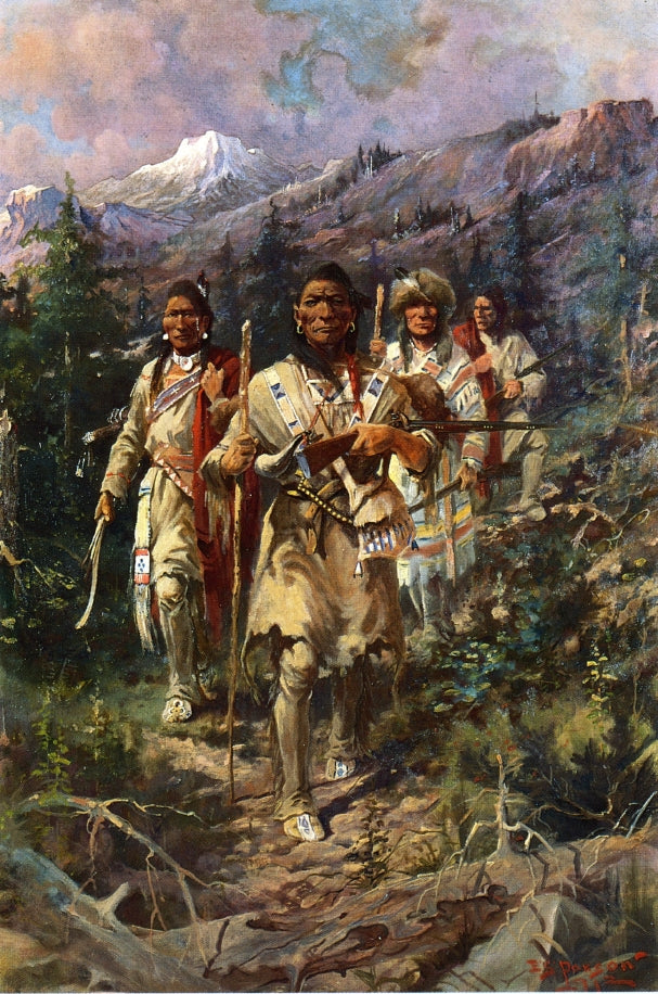 Seeking the White Man's Book, vintage artwork by Edgar Samuel Paxson, 12x8" (A4) Poster