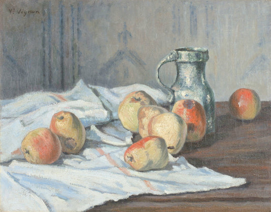 Apples and a Pitcher, vintage artwork by Victor Vignon, 12x8" (A4) Poster