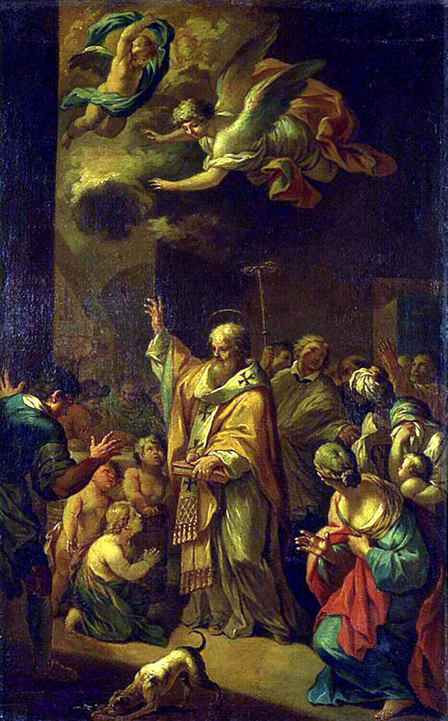 St Nicholas Resuscitates the Children, vintage artwork by Bon Boullogne, 12x8" (A4) Poster