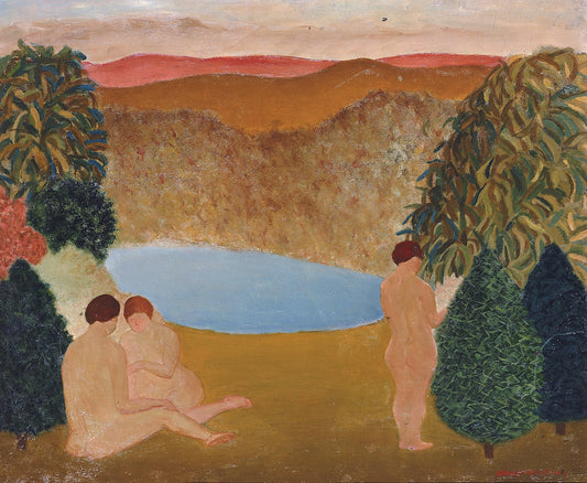 Nudes in Landscape, vintage artwork by Arnold Friedman, 12x8" (A4) Poster