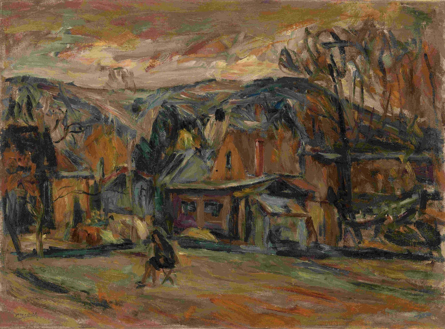 Landscape with Artist by Abraham A. Manievich,16x12(A3) Poster