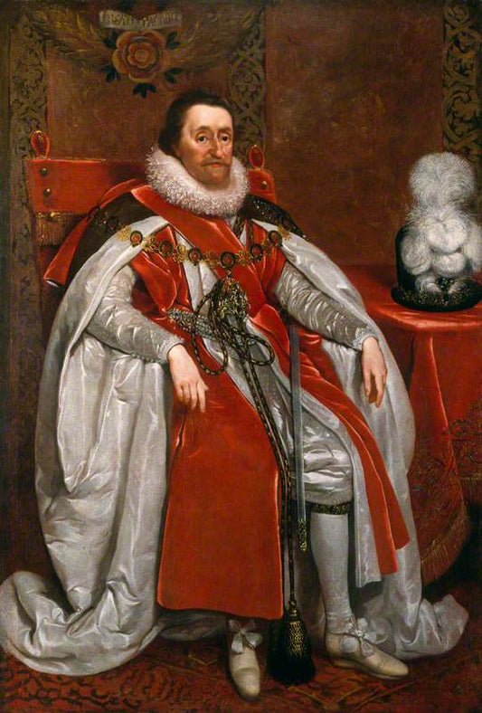 King James I of England an VI of Scotland, vintage artwork by Daniël Mijtens, 12x8" (A4) Poster