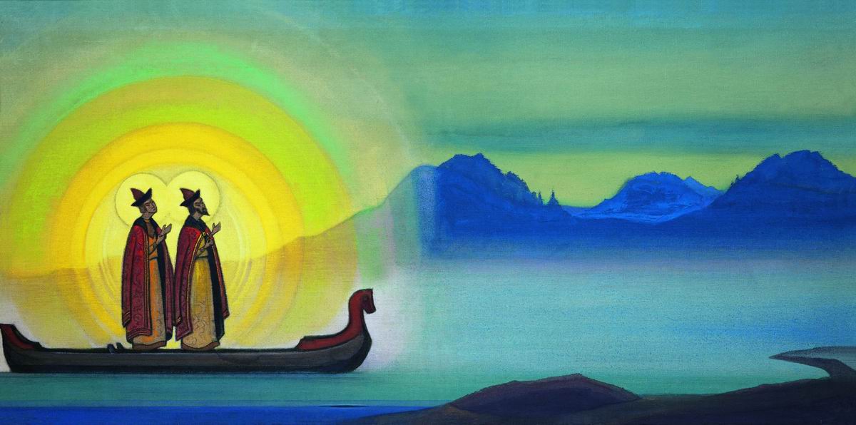 Boris and Gleb, vintage artwork by Nicholas Roerich, 12x8" (A4) Poster