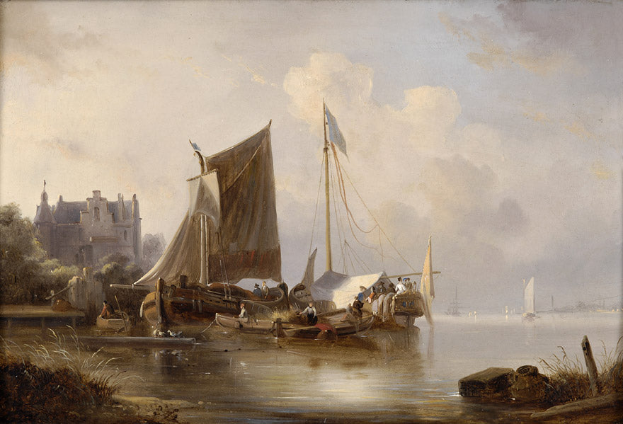 Anchored Boats, vintage artwork by Wynand Johannes Joseph Nuyen, A3 (16x12") Poster Print