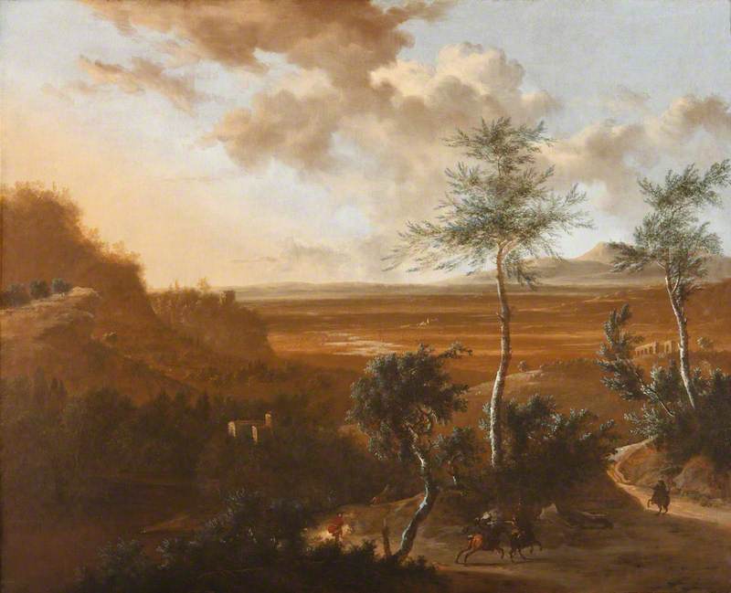 An Extensive Southern Landscape, vintage artwork by Frederick de Moucheron, 12x8" (A4) Poster