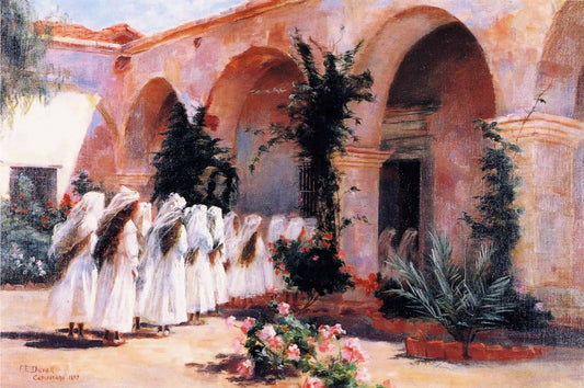 First Communion, San Juan Capistrano, vintage artwork by Fannie Eliza Duvall, 12x8" (A4) Poster