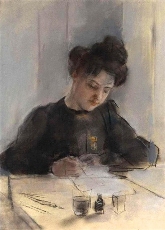 A Girl Sketching, vintage artwork by Sir William Orpen, R.A., R.H.A., 12x8" (A4) Poster