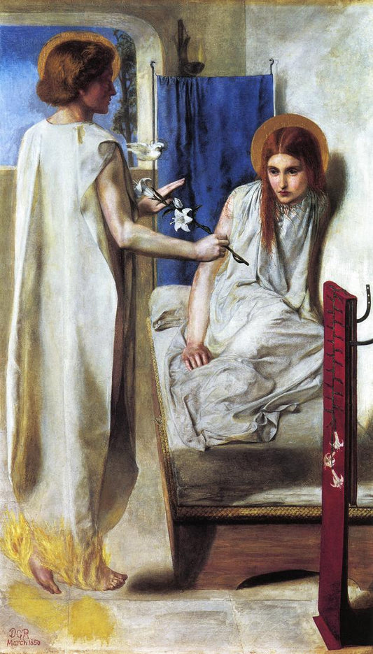 Ecce Ancilla Domini!, vintage artwork by Dante Gabriel Rossetti, 12x8" (A4) Poster