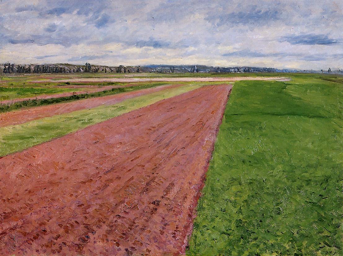 Landscape - Study in Yellow and Rose, vintage artwork by Gustave Caillebotte, 12x8" (A4) Poster