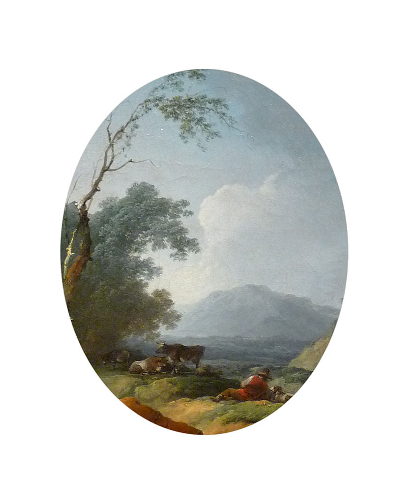 Landscape with Shepherd Resting, vintage artwork by Philippe-Jacques de Loutherbourg, 12x8" (A4) Poster