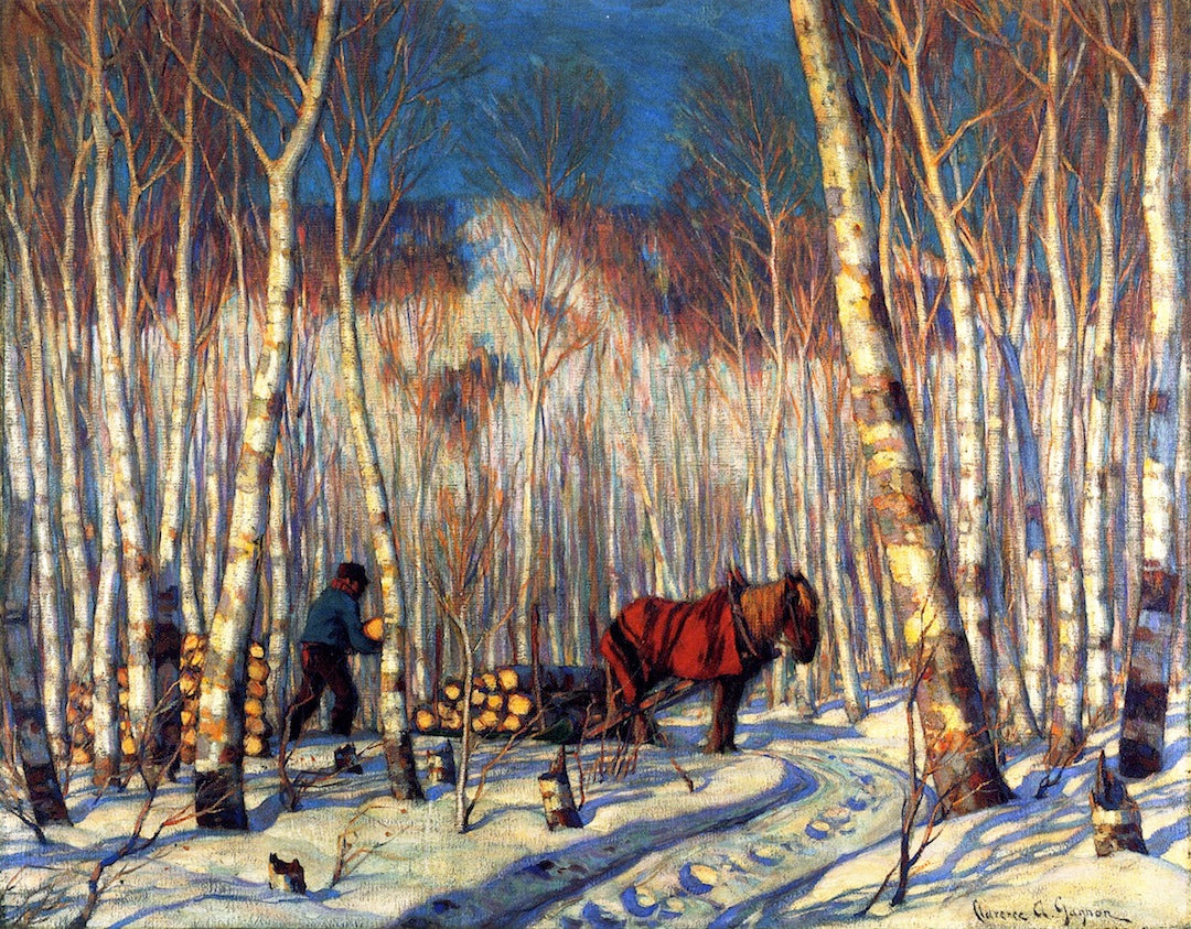 March in the Birch Woods, vintage artwork by Clarence Gagnon, 12x8" (A4) Poster