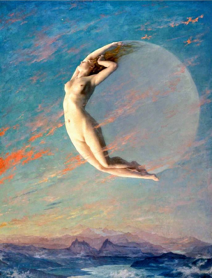 Selene, vintage artwork by Albert Aublet, 12x8" (A4) Poster