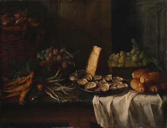Breakfast Piece with Oysters, vintage artwork by François Desportes, 12x8" (A4) Poster