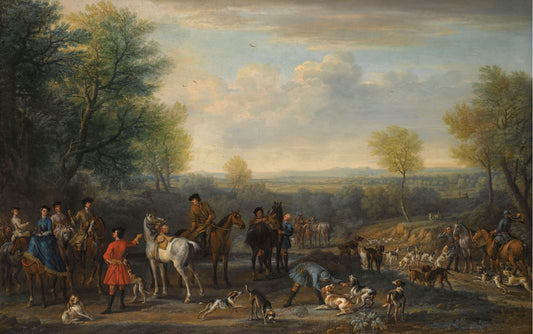 A Hunting Party, vintage artwork by John Wootton, 12x8" (A4) Poster