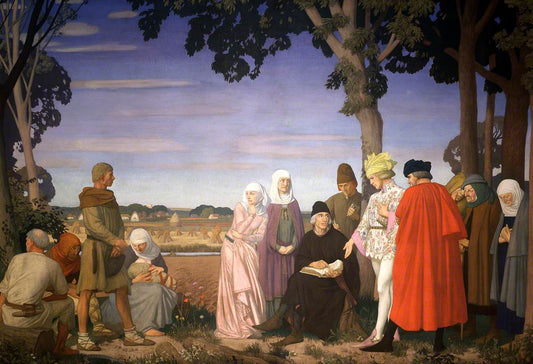 The English People Reading Wycliffe's Bible, vintage artwork by Sir George Clausen, R.A., R.W.S., R.I., 12x8" (A4) Poster