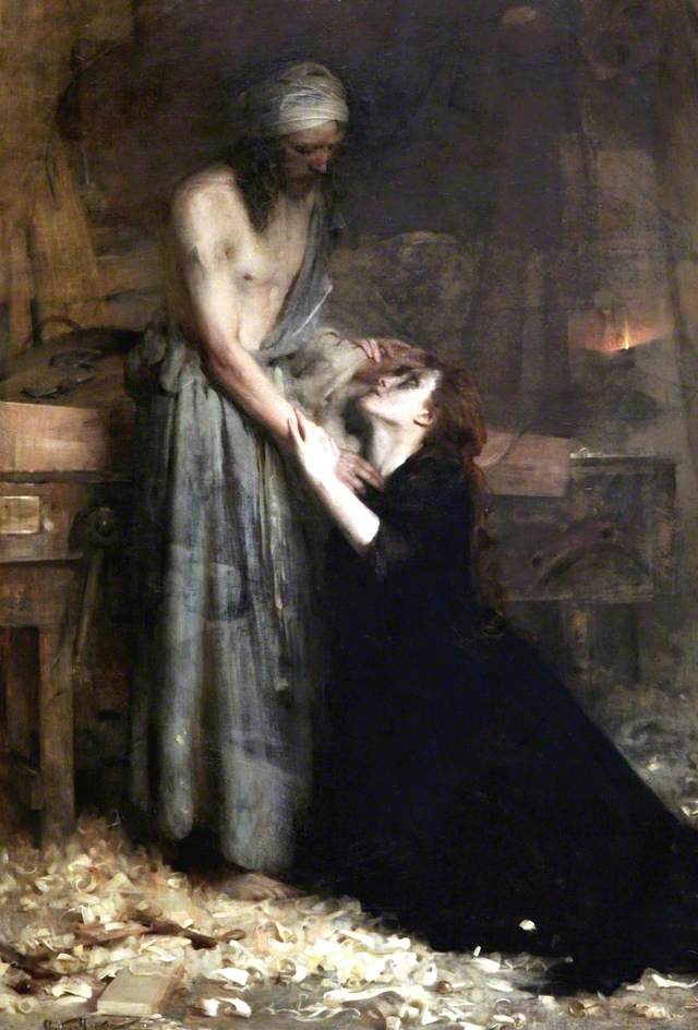 Christ and the Magdalene, vintage artwork by Arthur Hacker, 12x8" (A4) Poster