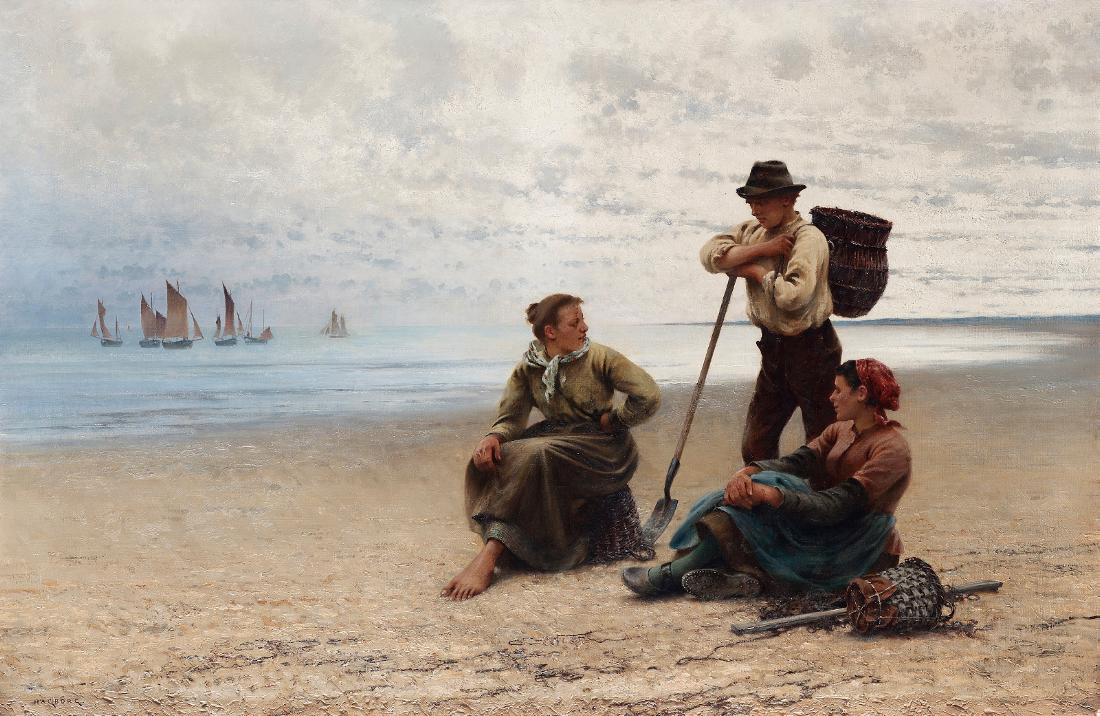 Conversation by the Sea by August Wilhelm Nikolaus Hagborg,A3(16x12")Poster