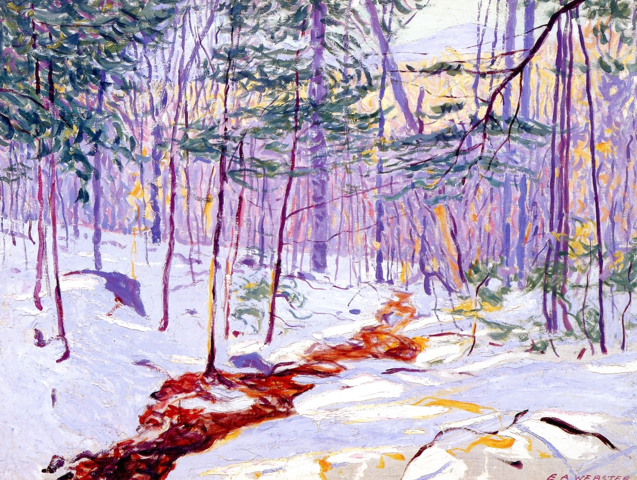 Brook in Winter by Edwin Ambrose Webster,A3(16x12")Poster