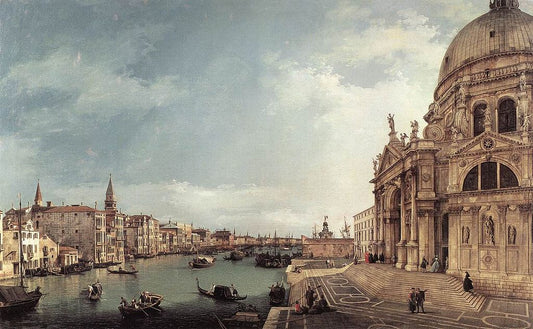 The Grand Canal with S.Maria della Salute towards the Riva degli Schiavoni, vintage artwork by Canaletto, 12x8" (A4) Poster