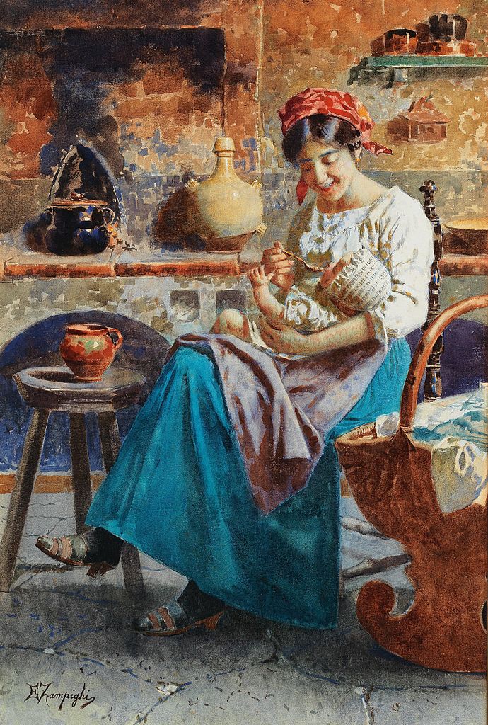 The first meal by Eugenio Zampighi,A3(16x12")Poster